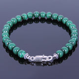 Men's Women Malachite Sterling Silver Bracelet 925 Spacer Clasp Gemstone DiyNotion Handmade BR354