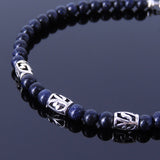Handmade Men Women Gemstone Bracelet Sandstone 925 Sterling Silver Bead & Clasp DiyNotion BR039