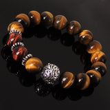 Men Women Tiger Eye Bracelet Gemstone S925 Sterling Silver Bead, Spacer DiyNotion BR158