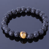 Men's Women Lava Rock Tiger Eye Bracelet  Gemstone DiyNotion Handmade BR359