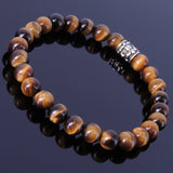 Men's Women Tiger Eye 925 Sterling Silver Bracelet Fleur de Lis Bead DiyNotion Handmade BR256E