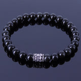 Black Obsidian Sterling Silver racelet Gemstone 925 Fleur de Lis Bead for Men Women DiyNotion Handmade BR279E