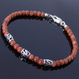 Men's Women Golden Sandstone 925 Sterling Silver Bracelet Bead & Clasp DiyNotion Handmade BR037