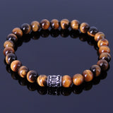 Men's Women Tiger Eye 925 Sterling Silver Bracelet Fleur de Lis Bead DiyNotion Handmade BR256E