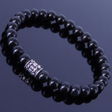 Black Obsidian Sterling Silver racelet Gemstone 925 Fleur de Lis Bead for Men Women DiyNotion Handmade BR279E