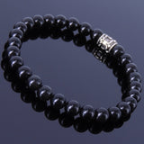 Black Obsidian Sterling Silver racelet Gemstone 925 Fleur de Lis Bead for Men Women DiyNotion Handmade BR279E