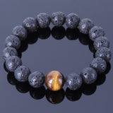 Men's Women Lava Rock Tiger Eye Bracelet Gemstone DiyNotion Handmade BR360