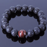 Men's Women Lava Rock Red Tiger Eye Bracelet Gemstone DiyNotion Handmade BR362