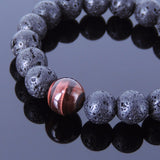 Men's Women Lava Rock Red Tiger Eye Bracelet Gemstone DiyNotion Handmade BR362
