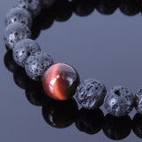 Men's Women Lava Rock Red Tiger Eye Bracelet Gemstone DiyNotion Handmade BR361