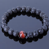 Men's Women Lava Rock Red Tiger Eye Bracelet Gemstone DiyNotion Handmade BR361