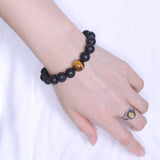 Men's Women Lava Rock Tiger Eye Bracelet Gemstone DiyNotion Handmade BR360