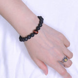 Men's Women Lava Rock Red Tiger Eye Bracelet Gemstone DiyNotion Handmade BR361