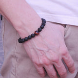 Men's Women Lava Rock Red Tiger Eye Bracelet Gemstone DiyNotion Handmade BR361