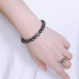 Men/Women Gemstone Bracelet Hematite 925 Sterling Silver Cross Bead DiyNotion BR364