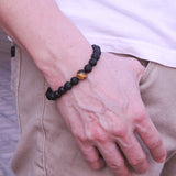 Men's Women Lava Rock Tiger Eye Bracelet  Gemstone DiyNotion Handmade BR359