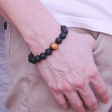 Men's Women Lava Rock Tiger Eye Bracelet Gemstone DiyNotion Handmade BR360
