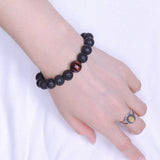 Men's Women Lava Rock Red Tiger Eye Bracelet Gemstone DiyNotion Handmade BR362