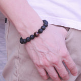 Men's Women Lava Rock Red Tiger Eye Bracelet Gemstone DiyNotion Handmade BR362