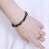 Men/Women Gemstone Bracelet Hematite 925 Sterling Silver Cross Bead DiyNotion BR363