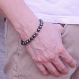 Men/Women Gemstone Bracelet Hematite 925 Sterling Silver Cross Bead DiyNotion BR363