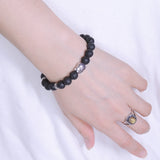 Men's Women Lava Rock Sterling Silver Bracelet 925 Buddha Buddhism Mantra Spacer DiyNotion Handmade BR365