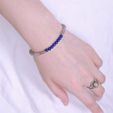 Handmade Gemstone Bracelet Faceted Labradorite Lapis Lazuli 925 Sterling Silver Spacer DiyNotion BR260