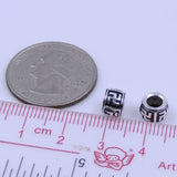 2 PCS S925 Sterling Silver 7x5mm Vintage Mantra Buddhism Charm Bead Spacer WSP254