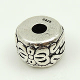 S925 Sterling Silver 10x15mm Chinese Lucky Flat Barrel DIY Charm Bead WSP180 Wholesal Retail