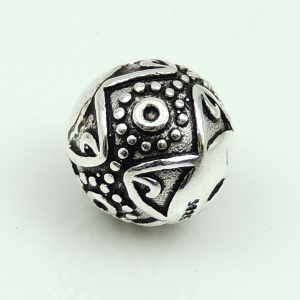 S925 Stamped Sterling Silver 9x9mm Tibetan Nepalese Round Bead Charm WSP178 Retail Wholesale