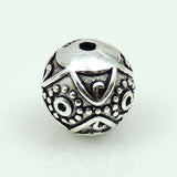 S925 Stamped Sterling Silver 9x9mm Tibetan Nepalese Round Bead Charm WSP178 Retail Wholesale