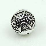 S925 Stamped Sterling Silver 9x9mm Tibetan Nepalese Round Bead Charm WSP178 Retail Wholesale