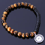 Mens Women Tiger Eye Matte Black Onyx Sterling Silver Bracelet 925 Fleur de Lis Pendant DiyNotion Handmade BR127