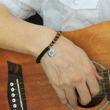 Mens Women Tiger Eye Matte Black Onyx Sterling Silver Bracelet 925 Fleur de Lis Pendant DiyNotion Handmade BR127