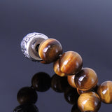 Men/Women Stretchable Gemstone Bracelet Tiger Eye Healing Stone S925 Sterling Silver Chinese Lucky Bead DiyNotion BR168