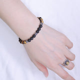 Men/Women Gemstone Bracelet Tiger Eye Lava Rock 925 Sterling Silver Spacers DiyNotion BR370