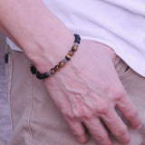 Men's Women Matte Black Onyx Tiger Eye 925 Sterling Silver Bracelet Spacers DiyNotion Handmade BR371