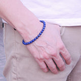 Men's Women Lapis Sterling Silver Bracelet Gemstone 925 Spacers DiyNotion Handmade BR355