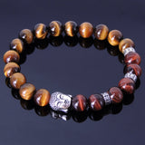 Men's Women Tiger Eye Sterling Silver Bracelet Gemstone 925 Buddha DiyNotion Handmade BR166