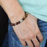 Men's Women Tiger Eye Sterling Silver Bracelet Gemstone 925 Buddha DiyNotion Handmade BR166
