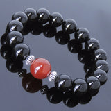 Handmade Men/Women Gemstone Bracelet Black Onyx Red Agate S925 Sterling Silver Spacers DiyNotion BR378