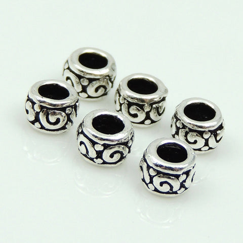6 PCS Sterling Silver 925 Vintage Lucky Spacer Bead Charm WSP207 Wholesale: See Discount Coupons in Item Details