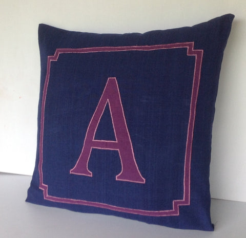 NavyBlue Euro shams, Bedroom Decor Navy,Navy Personalized Monogram Pillow, Decorativ Throw Pillows,26x26 Alphabet pillows