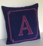 NavyBlue Euro shams, Bedroom Decor Navy,Navy Personalized Monogram Pillow, Decorativ Throw Pillows,26x26 Alphabet pillows