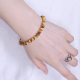 Handmade Men Women Gemstone Bracelet Golden Tiger Eye 925 Sterling Silver Spacers Clasp DiyNotion BR379
