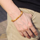 Handmade Men Women Gemstone Bracelet Golden Tiger Eye 925 Sterling Silver Spacers Clasp DiyNotion BR379