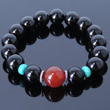 Handmade Men Women Gemstone Bracelet Black Onyx Red Agate Turquoise 925 Sterling Silver Spacer DiyNotion BR009
