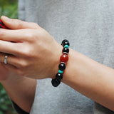 Handmade Men Women Gemstone Bracelet Black Onyx Red Agate Turquoise 925 Sterling Silver Spacer DiyNotion BR009