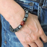 Men's Women Hematite Jasper Stone Bracelet Gemstone DiyNotion Handmade BR096