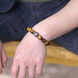 Men's Women Tiger Eye Sterling Silver Bracelet 925 Charm Gemstone DiyNotion Handmade BR024